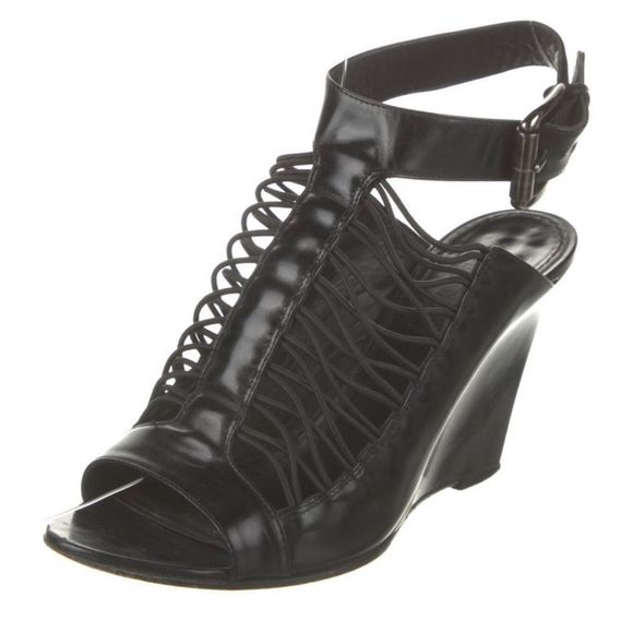 GIVENCHY black gladiator wedges Sz 6 EUC - Picture 1 of 11
